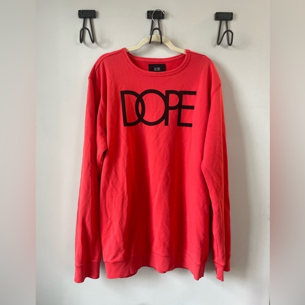 DOPE men’s 3XL (measures like an XL) red crewneck logo sweatshirt